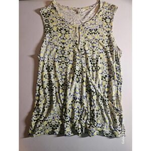 Women's sz M Cabi Sleeveless Blouse,  blue, yellow, gray